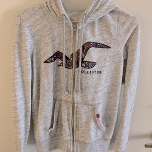 Hollister Girls hooded Zip up Gray Jacket